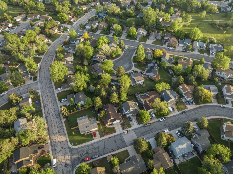 Aerial view of Littleton Colorado neighborhood served by Tailored Air HVAC
